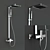 Sleek Slate Shower Set 3D model small image 1