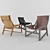 Beech Wood Lounge Chair with Leather Sling 3D model small image 1