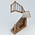 Modern Wood and Metal Staircase 3D model small image 1