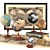 Antique Globe Set: Maps, Books & Soft Drapery 3D model small image 1