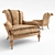 Elegant Carved Wood Armchair 3D model small image 1