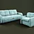 Title: Modern Pushe Sofa and Armchair 3D model small image 1