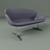 Swan Roundback Sofa | Wide Material Options | Polished Steel Legs 3D model small image 1