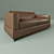 Elegant Brown Leather Loveseat 3D model small image 1