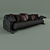 Elegant Black Velvet Sofa 3D model small image 1