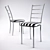 Elegant Metal Chair with Leather Cushion 3D model small image 1