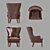 Elegant Dylan Leather Wingback Chair 3D model small image 2