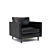 Elegant Black Leather Lawrence Armchair 3D model small image 1