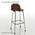 Elegant Charlotte Perriand Leather Stool 3D model small image 1