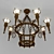 Elegant 8-Shade Wrought Iron Chandelier 3D model small image 1