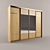 Mirrored Four-Door Particleboard Wardrobe 3D model small image 1