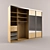 Mirrored Four-Door Particleboard Wardrobe 3D model small image 2
