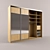 Mirrored Four-Door Particleboard Wardrobe 3D model small image 3