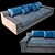 Elegant Velvet Sofa 3D model small image 1