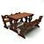 Artisan Carved Table Set 3D model small image 1