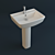 Elegant Ceramic Washbasin 3D model small image 1