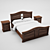 Elegant Bed and Nightstand Set 3D model small image 1