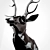 Elegant Black Resin Deer Head 3D model small image 2