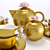 Elegant Gold-Plated Tea Set 3D model small image 3