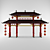 Elegant Chinese Style Gate (6400x10710x2000mm) 3D model small image 2