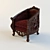 Wooden Accent Armchair 3D model small image 1