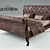 Luxury Dark Wood Bed with Upholstered Headboard 3D model small image 1