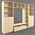 Modern Birch TV Cabinet - Ikea Billy/Bennu 3D model small image 2