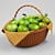 Fresh Green Apples in Woven Basket 3D model small image 2