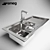 SmegLV100D-3: Stainless Steel Sink with Double Bowls & Matte Finish 3D model small image 1