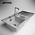 SmegLV100D-3: Stainless Steel Sink with Double Bowls & Matte Finish 3D model small image 2