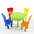 IKEA Kids Highchairs and Table 3D model small image 1