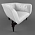 Sleek White Wooden Frame Chair 3D model small image 1