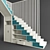 Sleek White Staircase 3D model small image 2