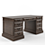 Elegant Oak Wood British Desk 3D model small image 1