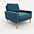 Modern Van Buren Chair with Custom Upholstery and Wood Finish 3D model small image 1