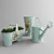 Green Oasis: Plant Pots & Watering Can 3D model small image 1