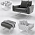 Modern Wireframe Armchair Set | Contemporary Ottoman 3D model small image 1