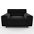 Elegant Black Fabric Armchair 3D model small image 2