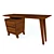 Modern Walnut Wood Desk 3D model small image 2