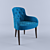 Vintage Velvet Armchair 3D model small image 1