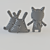 Cuddly Companions for Kids: Cat and Bunnies 3D model small image 3