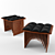 Wooden Stool with Leather Cushion 3D model small image 1