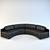 Elegant Semi-Circular Black Sofa 3D model small image 1