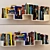 Modern Bookshelf Set with 65 Books 3D model small image 1