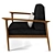 Wooden Linen Armchair 3D model small image 2