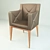 BESS Brown Leather Armchair | Wooden Legs 3D model small image 1