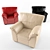 Modern Leather Accent Chair 3D model small image 1