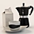 Title: Essential Coffee Set: Geyser Brewer, Milk Jug & Espresso Cup 3D model small image 1