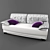 Convertible Sofa, Euro Book + Pillows 3D model small image 1