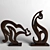 Elegant Wooden Cat Figurines 3D model small image 1